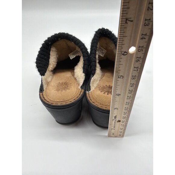Ugg Knitted Cuff Shearling Lined Suede Wedge Mules Size 8 Black - Picture 9 of 9